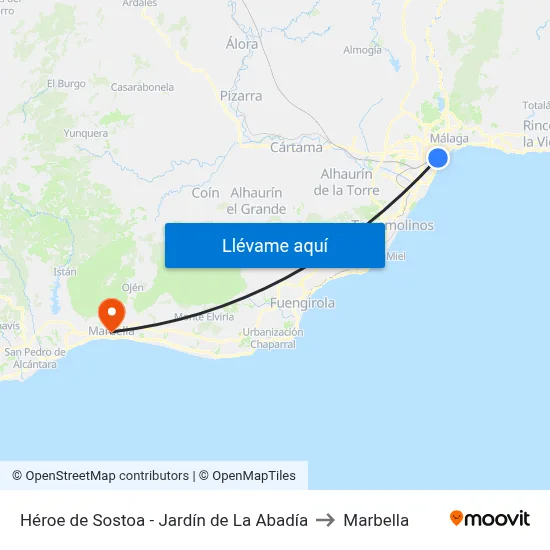 Héroe de Sostoa - Jardín de La Abadía to Marbella map