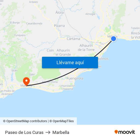 Paseo de Los Curas to Marbella map