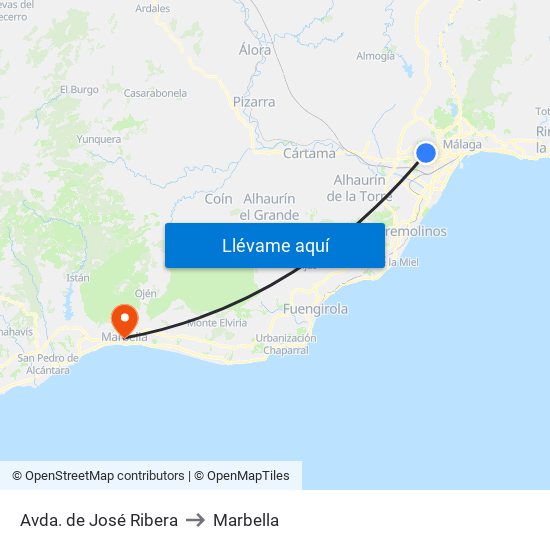 Avda. de José Ribera to Marbella map