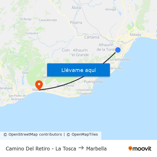 Camino Del Retiro - La Tosca to Marbella map