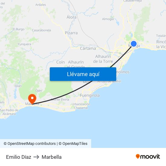 Emilio Díaz to Marbella map