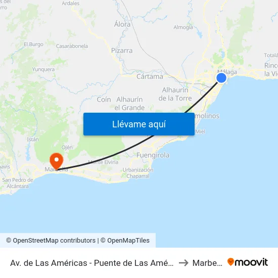 Av. de Las Américas - Puente de Las Américas to Marbella map