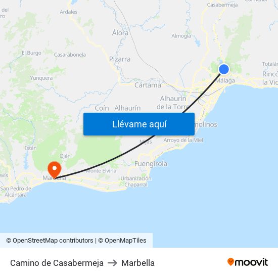 Camino de Casabermeja to Marbella map