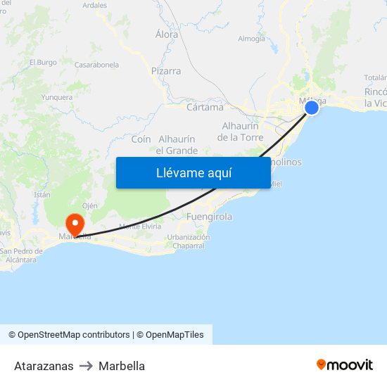 Atarazanas to Marbella map