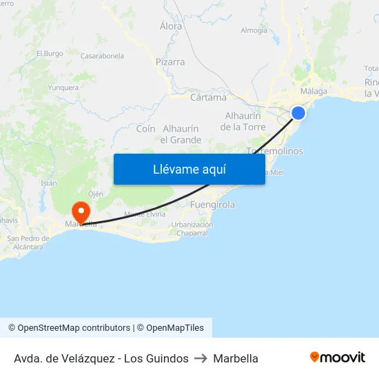 Avda. de Velázquez - Los Guindos to Marbella map