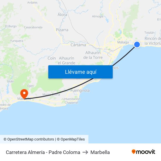 Carretera Almería - Padre Coloma to Marbella map
