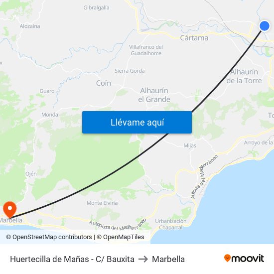 Huertecilla de Mañas - C/ Bauxita to Marbella map