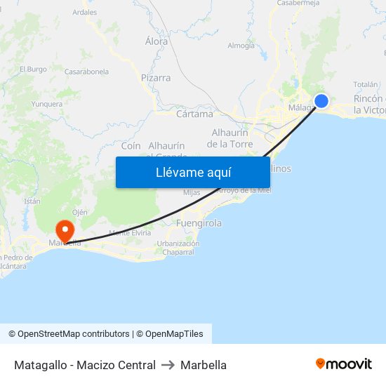 Matagallo - Macizo Central to Marbella map