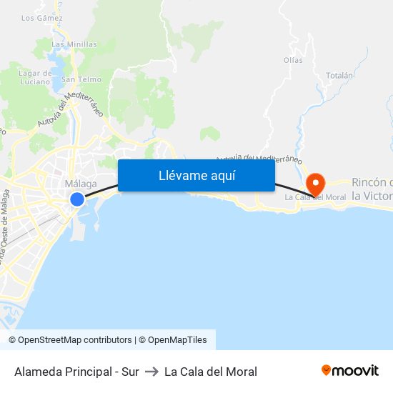 Alameda Principal - Sur to La Cala del Moral map