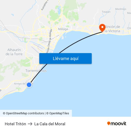 Hotel Tritón to La Cala del Moral map