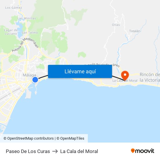 Paseo De Los Curas to La Cala del Moral map