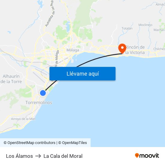 Los Álamos to La Cala del Moral map