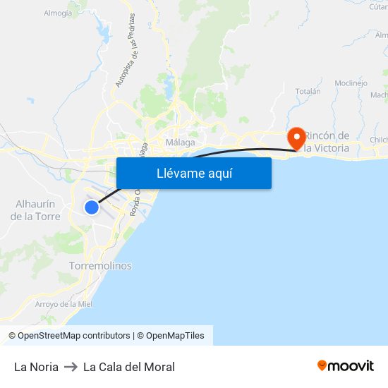 La Noria to La Cala del Moral map