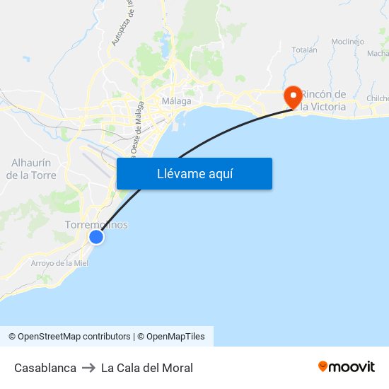 Casablanca to La Cala del Moral map