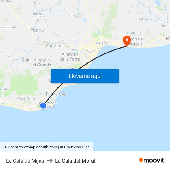 La Cala de Mijas to La Cala del Moral map