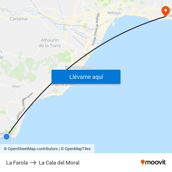 La Farola to La Cala del Moral map