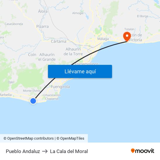 Pueblo Andaluz to La Cala del Moral map