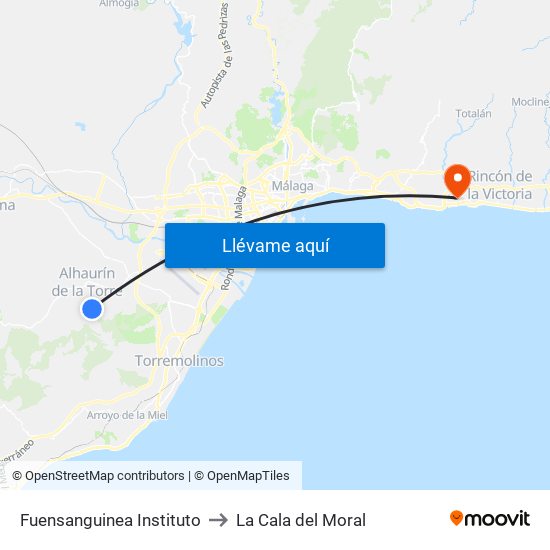 Fuensanguinea Instituto to La Cala del Moral map