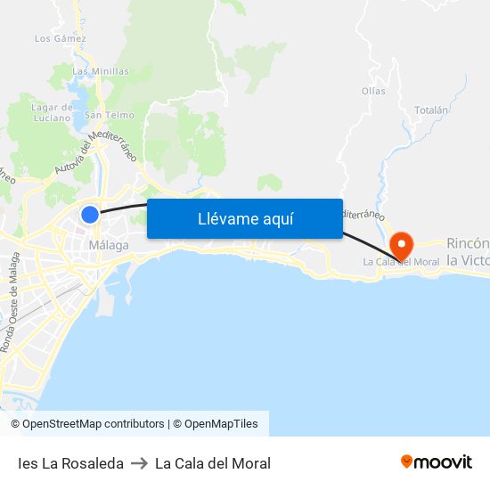 Ies La Rosaleda to La Cala del Moral map