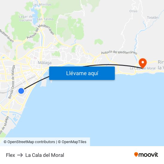 Flex to La Cala del Moral map