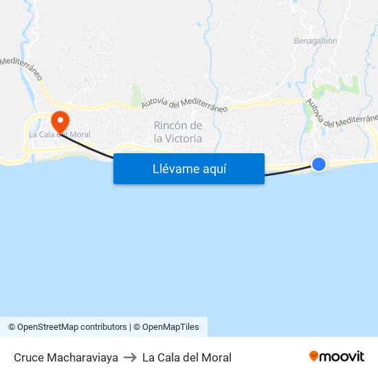 Cruce Macharaviaya to La Cala del Moral map