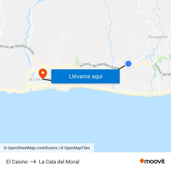 El Casino to La Cala del Moral map