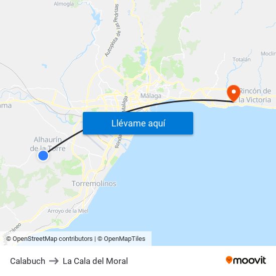 Calabuch to La Cala del Moral map