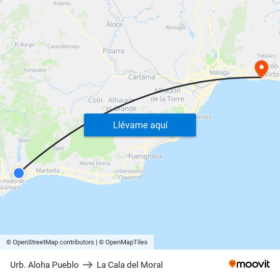 Urb. Aloha Pueblo to La Cala del Moral map