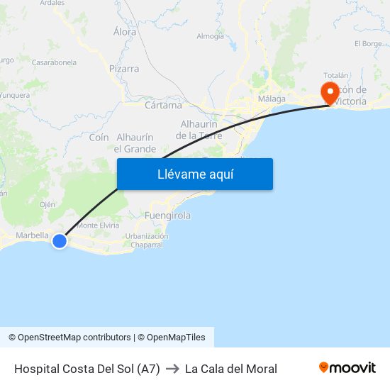 Hospital Costa Del Sol (A7) to La Cala del Moral map