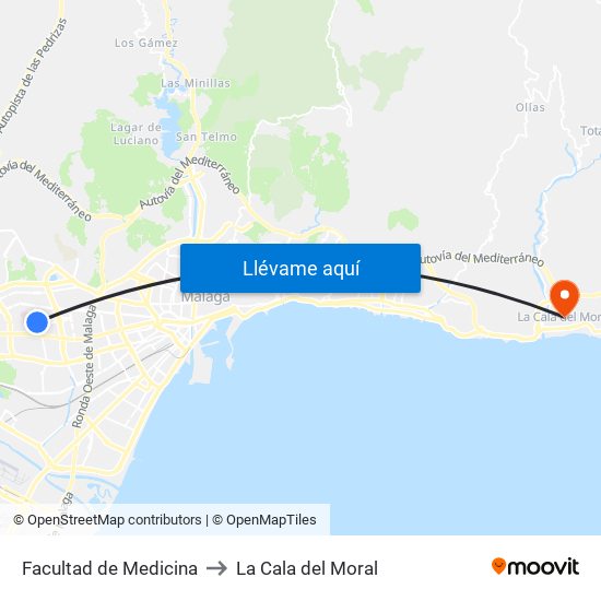 Facultad de Medicina to La Cala del Moral map