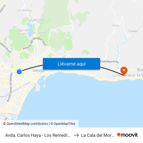 Avda. Carlos Haya - Los Remedios to La Cala del Moral map