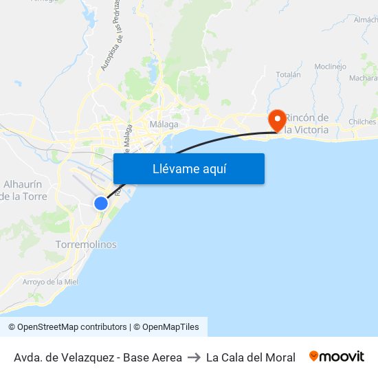 Avda. de Velazquez - Base Aerea to La Cala del Moral map