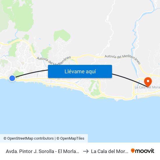 Avda. Pintor J. Sorolla - El Morlaco to La Cala del Moral map