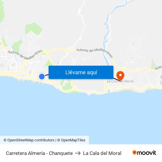 Carretera Almería - Chanquete to La Cala del Moral map