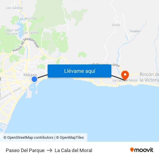 Paseo Del Parque to La Cala del Moral map