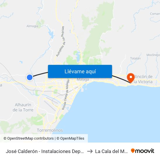 José Calderón - Instalaciones Deportivas to La Cala del Moral map