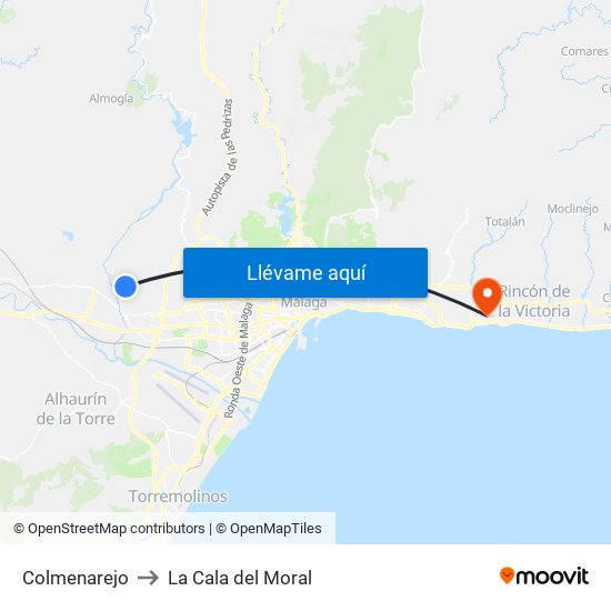 Colmenarejo to La Cala del Moral map