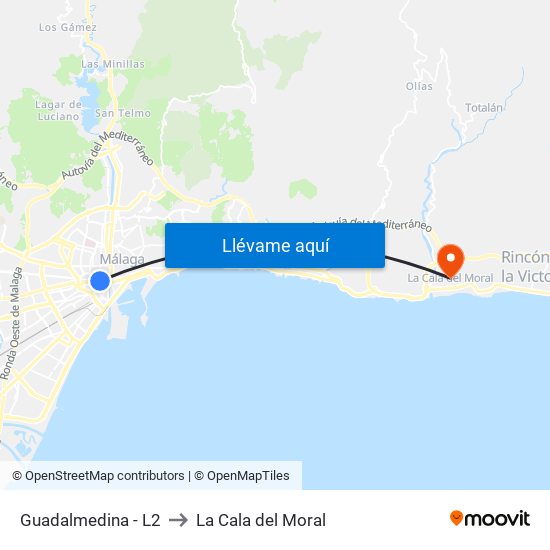 Guadalmedina - L2 to La Cala del Moral map