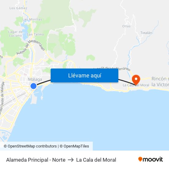 Alameda Principal - Norte to La Cala del Moral map