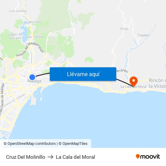 Cruz Del Molinillo to La Cala del Moral map