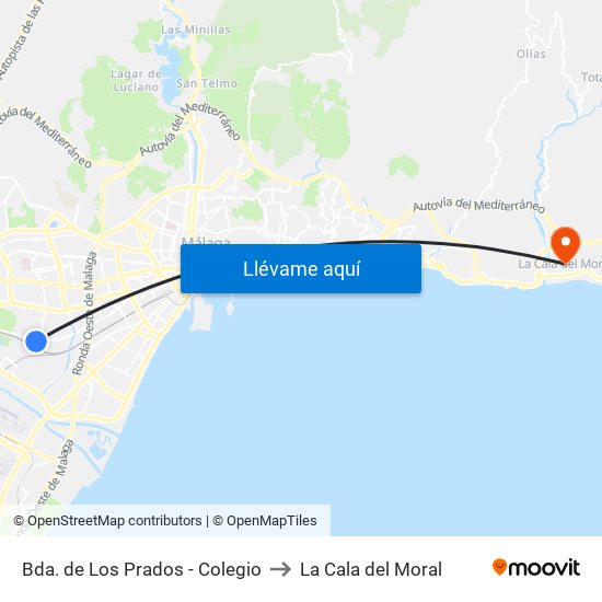 Bda. de Los Prados - Colegio to La Cala del Moral map