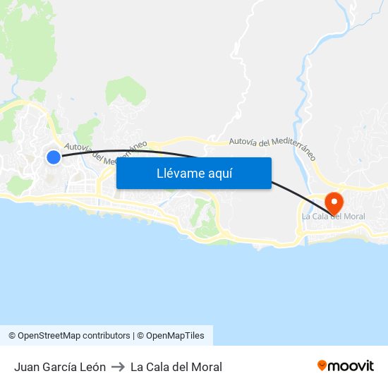 Juan García León to La Cala del Moral map