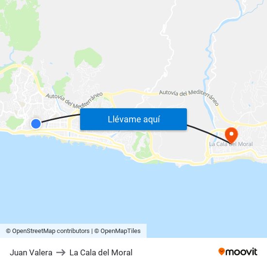 Juan Valera to La Cala del Moral map
