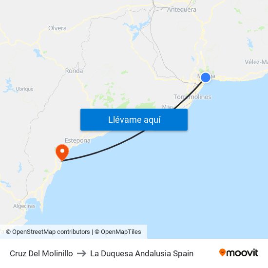 Cruz Del Molinillo to La Duquesa Andalusia Spain map