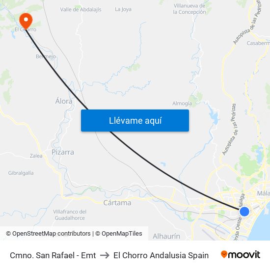 Cmno. San Rafael - Emt to El Chorro Andalusia Spain map