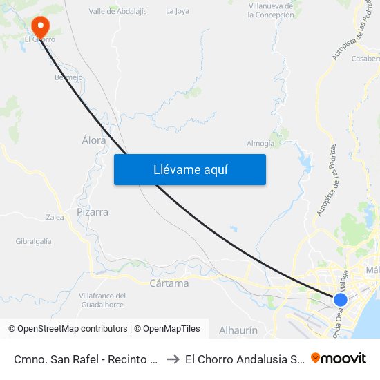 Cmno. San Rafel - Recinto Ferial to El Chorro Andalusia Spain map