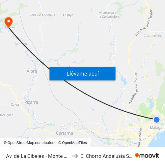 Av. de La Cibeles - Monte Tabor to El Chorro Andalusia Spain map