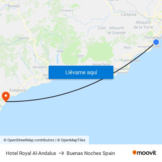 Hotel Royal Al-Andalus to Buenas Noches Spain map