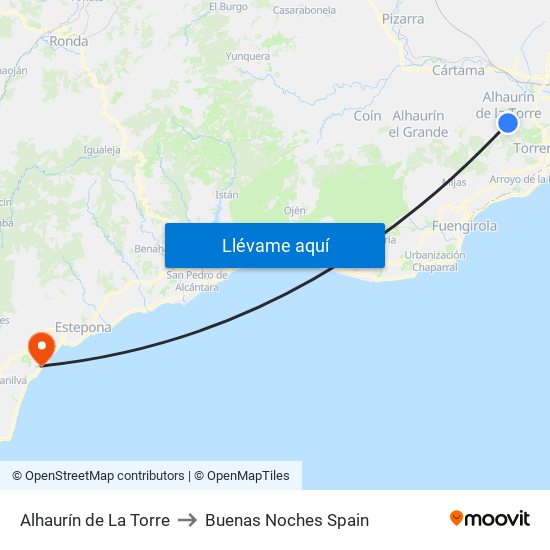 Alhaurín de La Torre to Buenas Noches Spain map