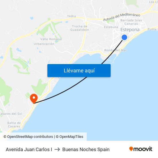 Avenida Juan Carlos I to Buenas Noches Spain map